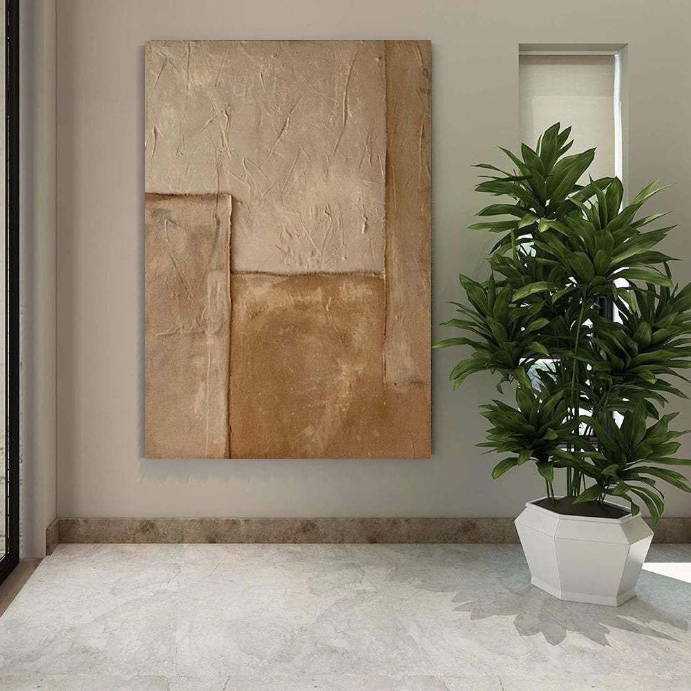 Large Abstract Handmade Painting Brown Texture Medieval Style Abstract Wall Art  Wabi-sabi Modern Home Living Room Decor