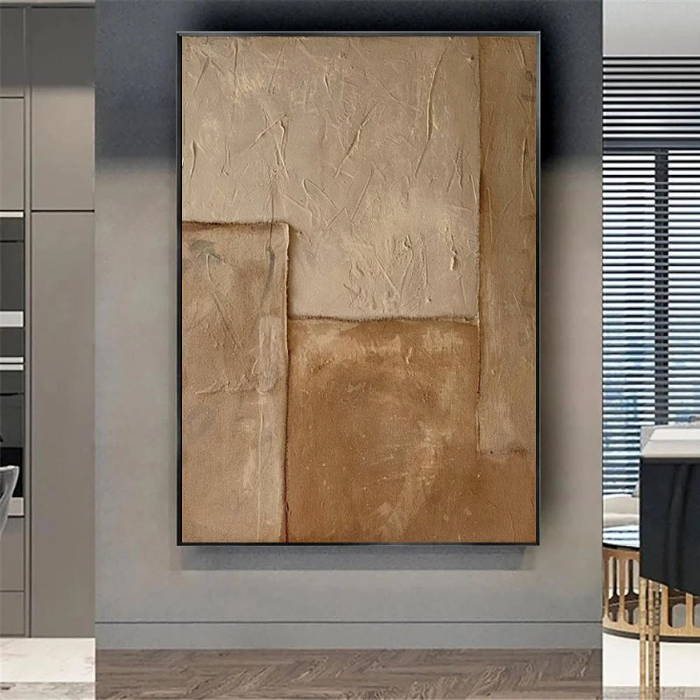 Large Abstract Handmade Painting Brown Texture Medieval Style Abstract Wall Art  Wabi-sabi Modern Home Living Room Decor