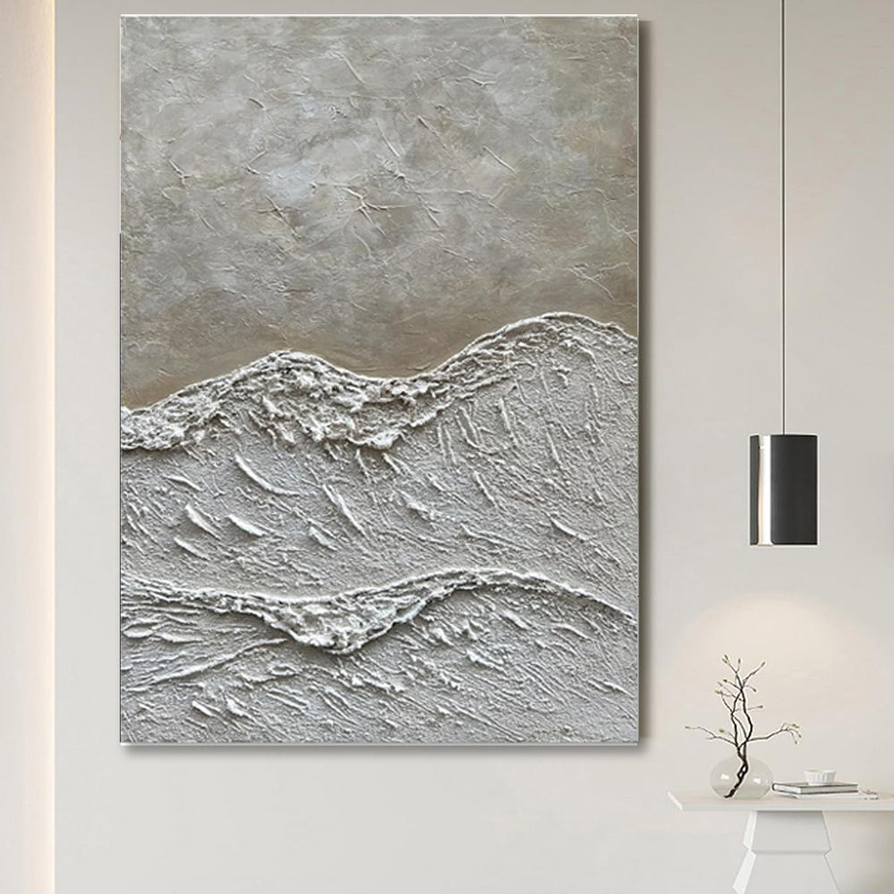 White Sand Texture Palette Knife Oil Painting Handmade Acrylic Art Canvas Unframed Wall Decor Picture For Home Design