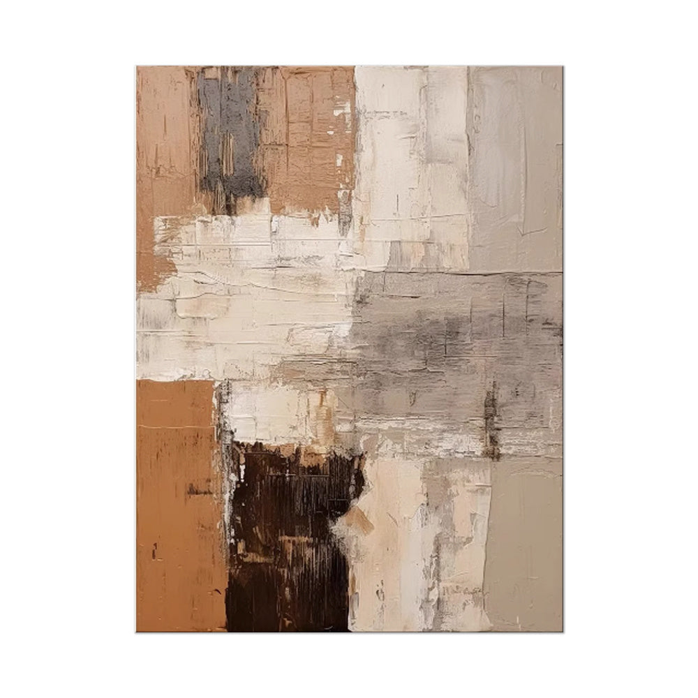 Large Abstract Handmade Painting Brown Textured Wall Art Minimalist Wabi-sabi Modern Home Living Room Decor